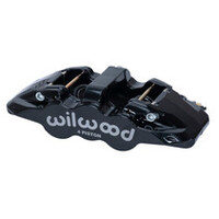 Wilwood Caliper - Aero4-DS Forged Four-Piston Caliper Black 1.12in Piston 1.10in Rotor - Red