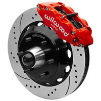 Wilwood 63-87 C10 FNSL6R Front Big Brake Brake Kit 14in drill/slot 6x5.5 BP for drop spindles - Blk