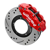 Wilwood 84-87 Porsche 911 Base Superlite 4R Front Brake Kit w/ Red Caliper Drilled & Slotted Rotor