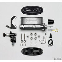 Wilwood HV Tandem M/C Kit w L/H Bracket & Prop Valve - 15/16in Bore Black-W/Push. - Early Mustang